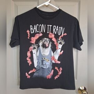 Youth Black Bacon It Rain T‑Shirt -  Size Youth XXL (18)
